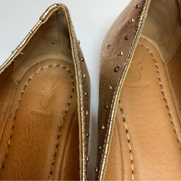 Frye Carson Shimmer rose gold metallic studded ballet flats 5 - Picture 5 of 12